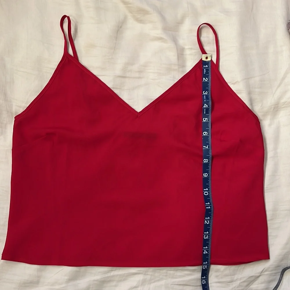 2-in-1 Red Chiffon Button Down and Camisole, Women’s Medium